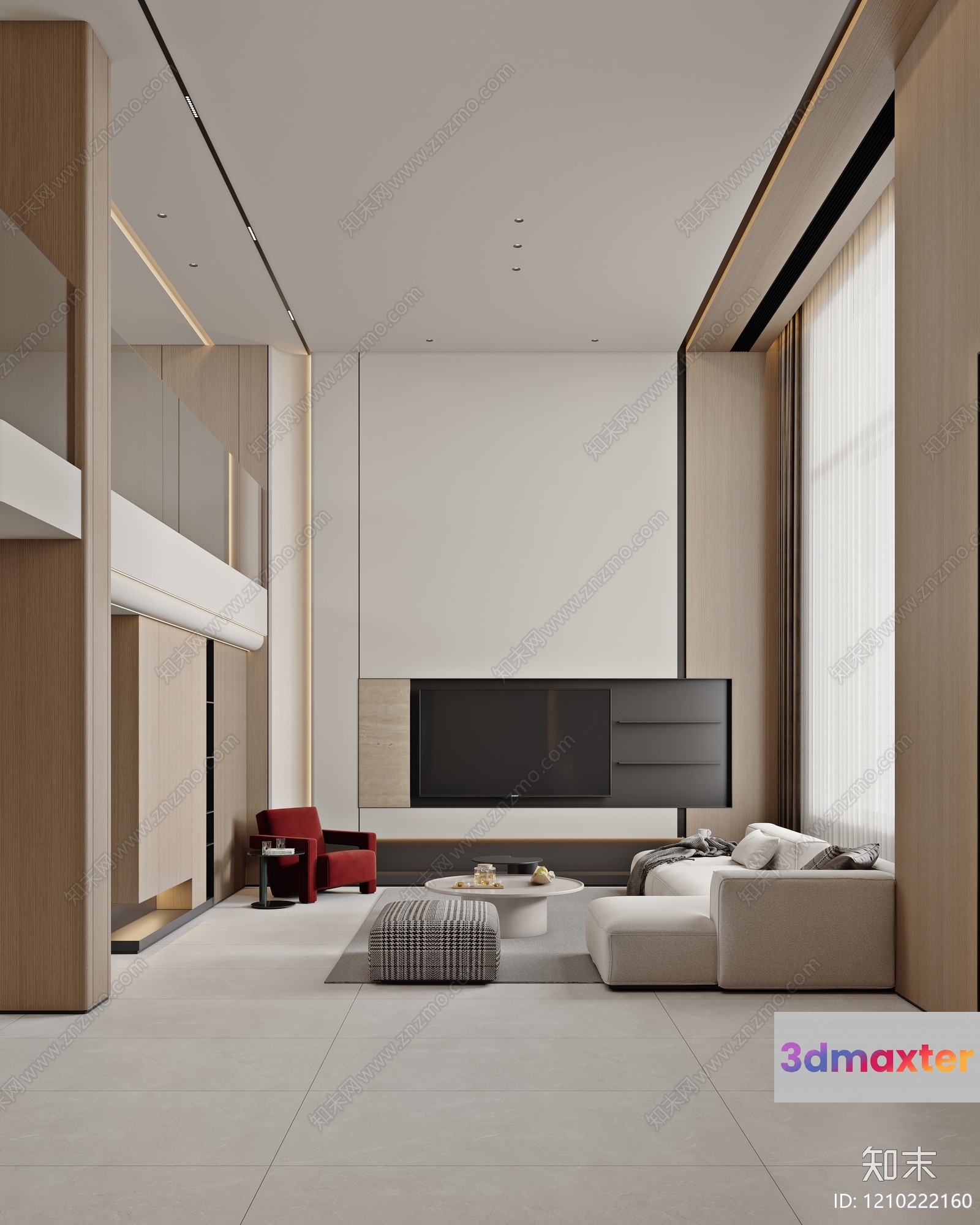 Modern Living Room 3D Model - 7415 - VRAY Render