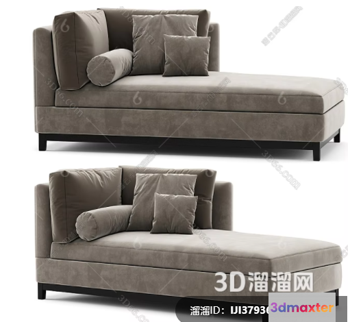 A Gray Sofa 3D Model - 11042 - VRAY Render