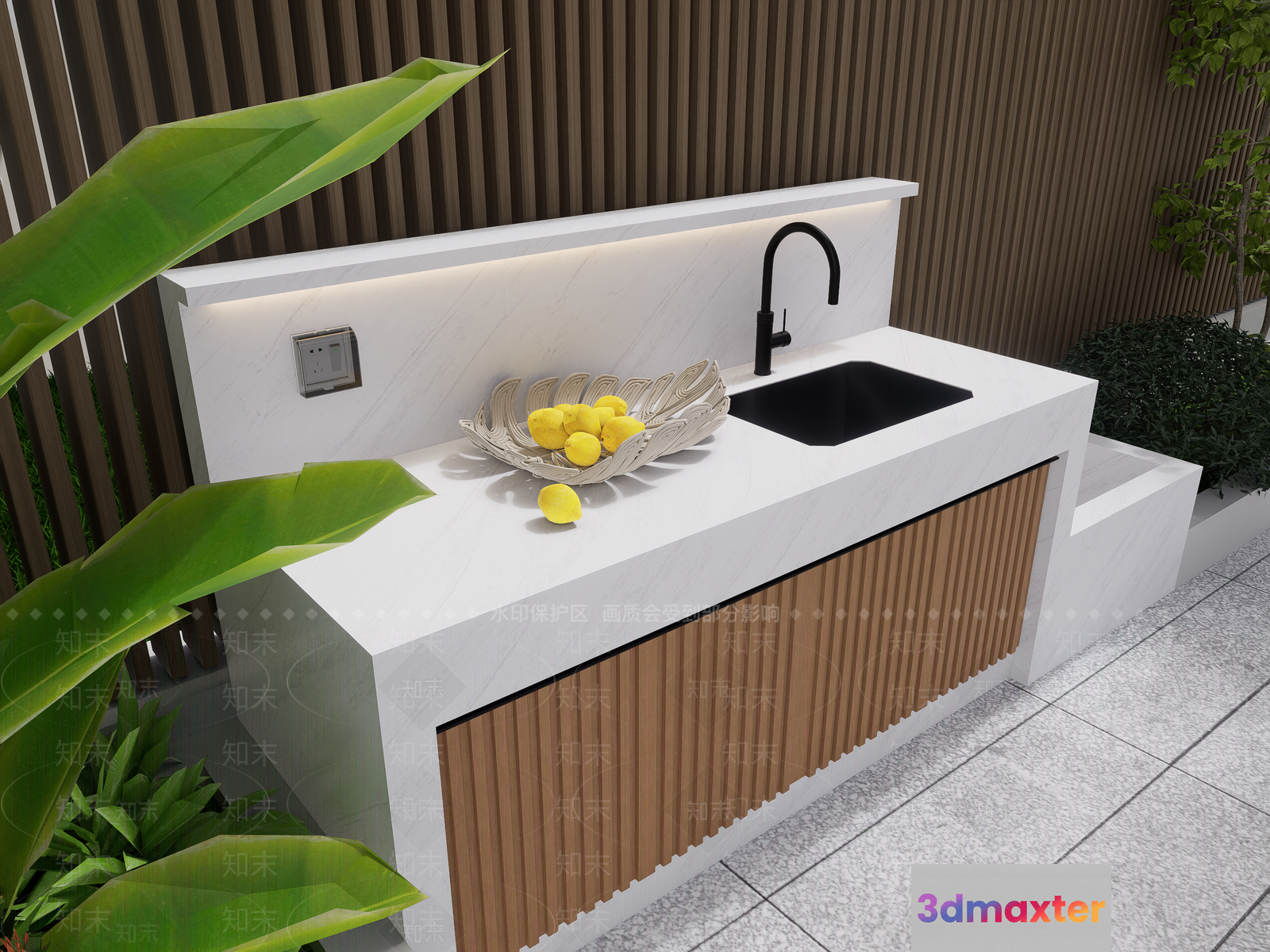 Modern Outdoor Kitchen 3D Model - 23113 - VRAY Render