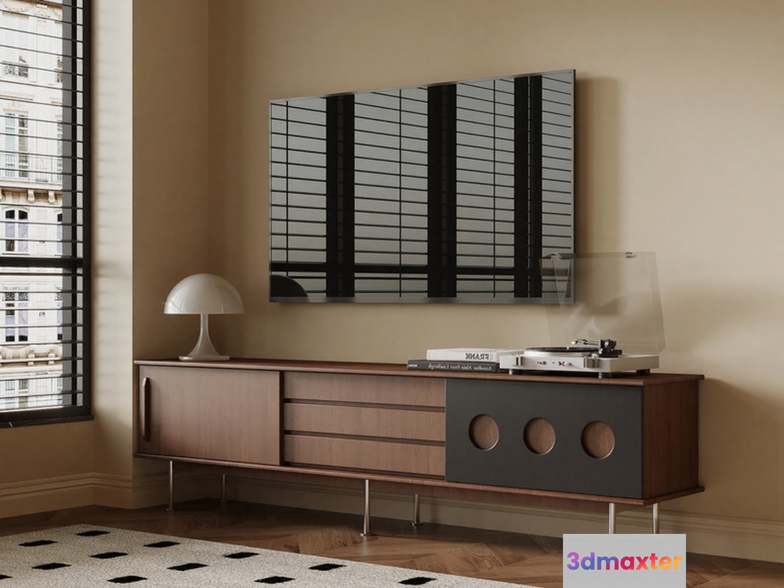 Mid-Century Modern Sideboard 3D Model - 16257 - VRAY Render