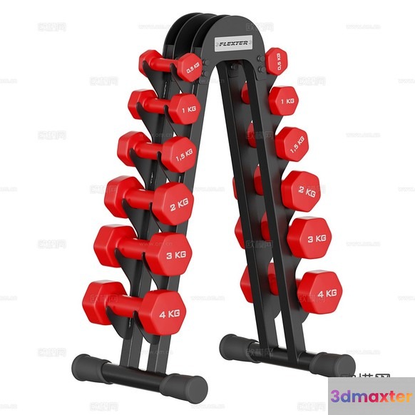 A Rack Of Dumbbells 3D Model - 15560 - CORONA Render