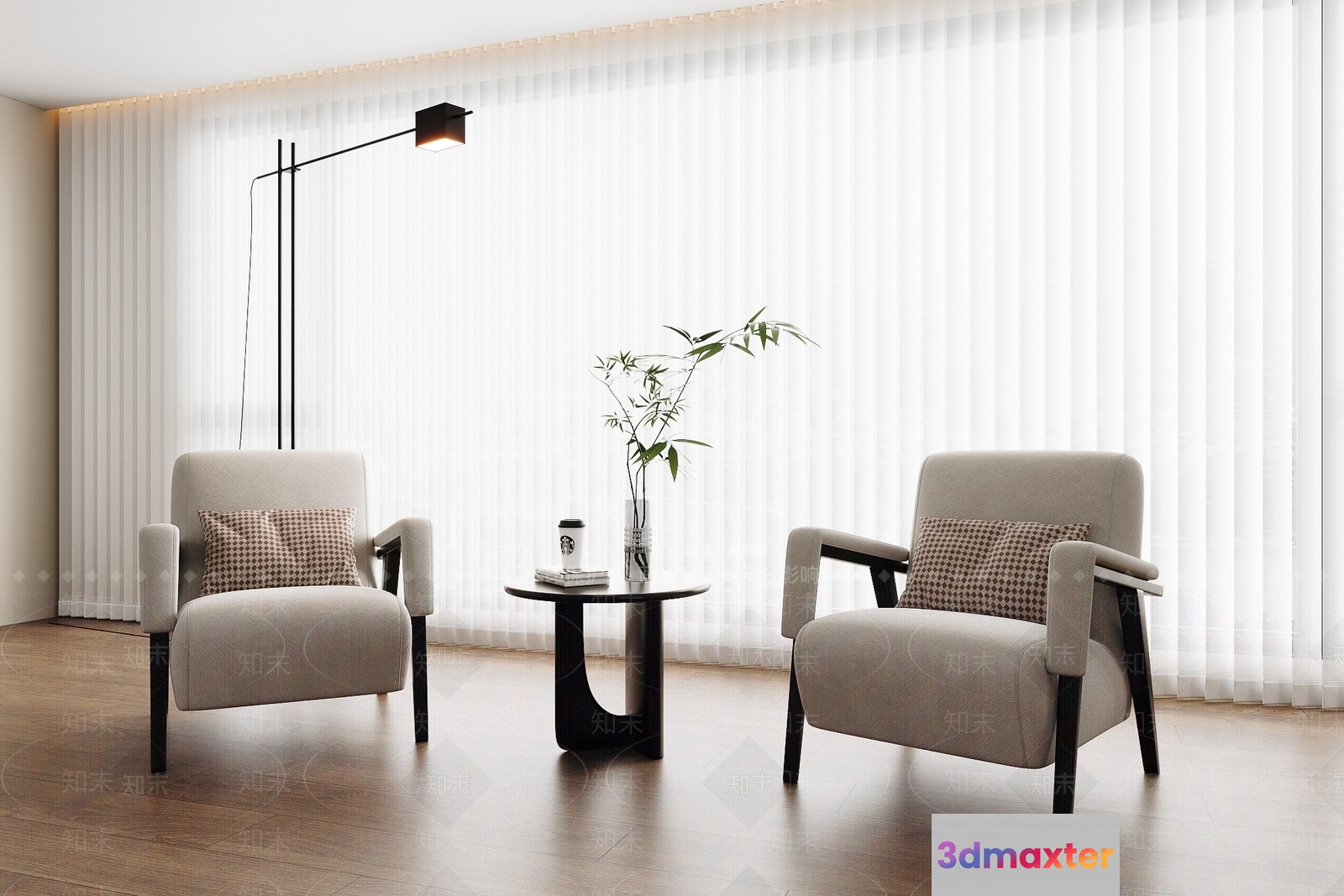 Modern Living Room 3D Model - 3807 - VRAY Render