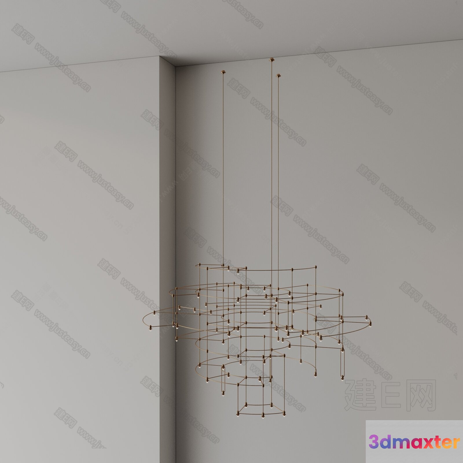 Gold Light Fixture 3D Model - 13326 - VRAY Render