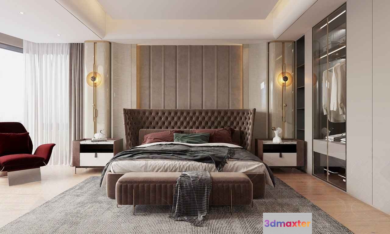 Modern Master Bedroom 3D Model - 17235 - CORONA Render