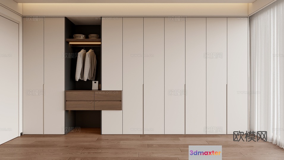Modern Walk-In Closet 3D Model - 4257 - VRAY Render