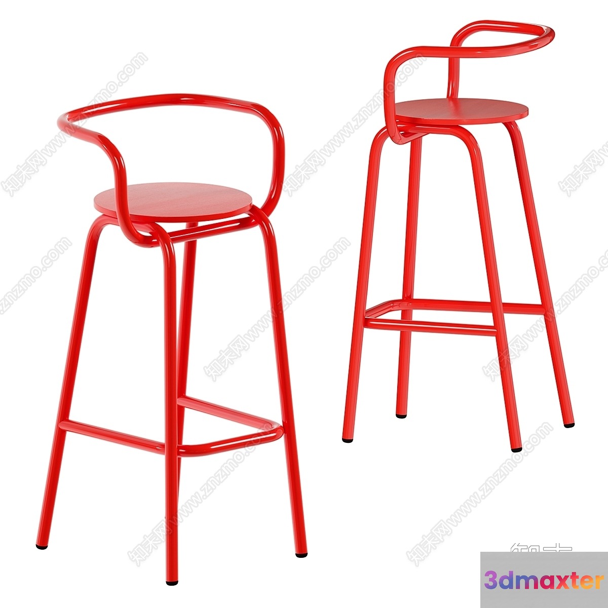 Modern Red Bar Stools 3D Model - 17247 - CORONA Render