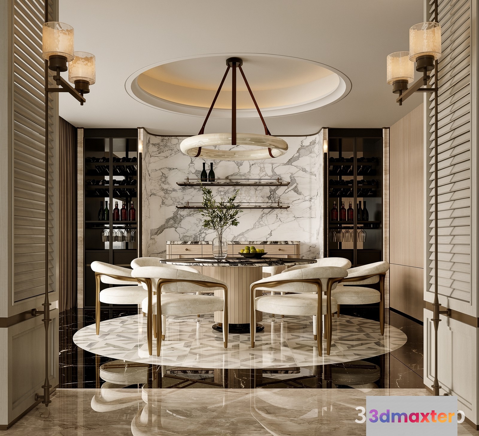 Modern Dining Room 3D Model - 23559 - VRAY Render