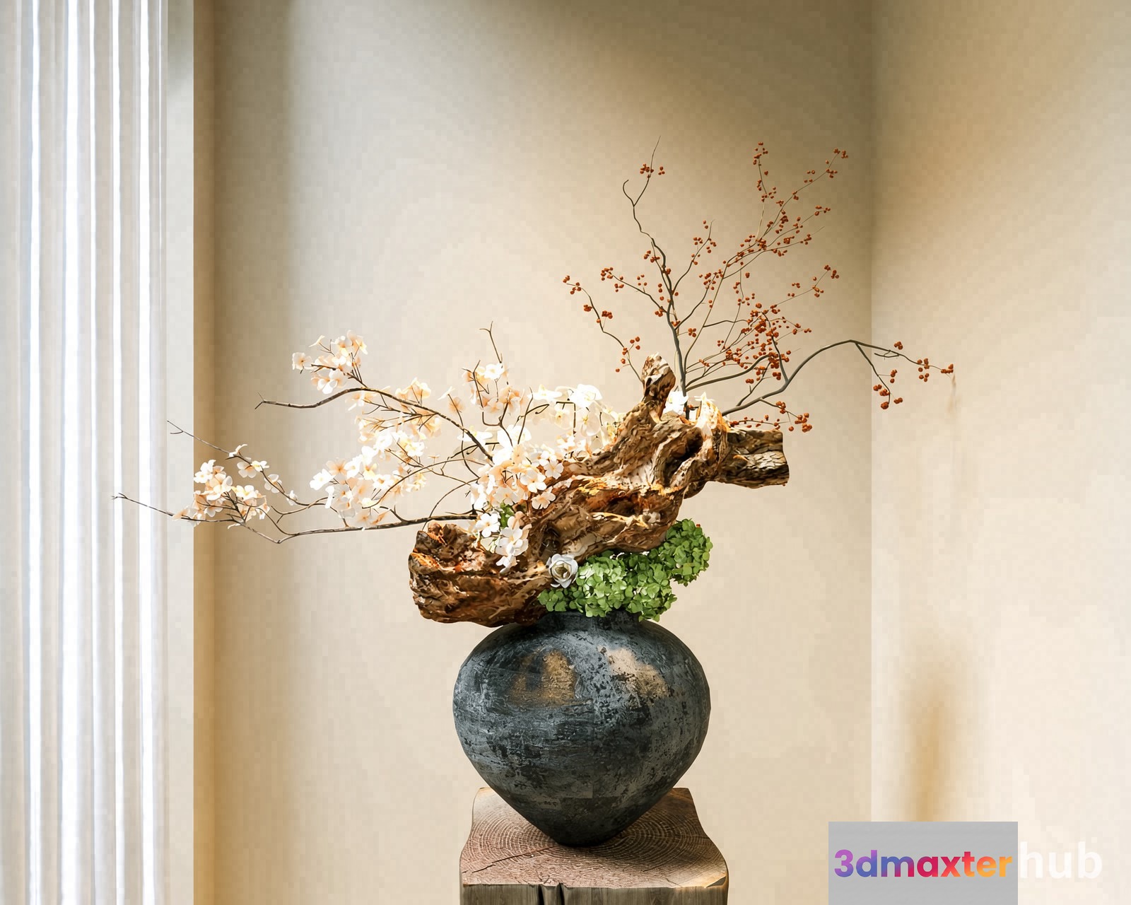 A Vase With Flowers 3D Model - 6208 - VRAY Render