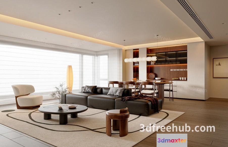 Modern Living Room 3D Model - 20156 - VRAY Render