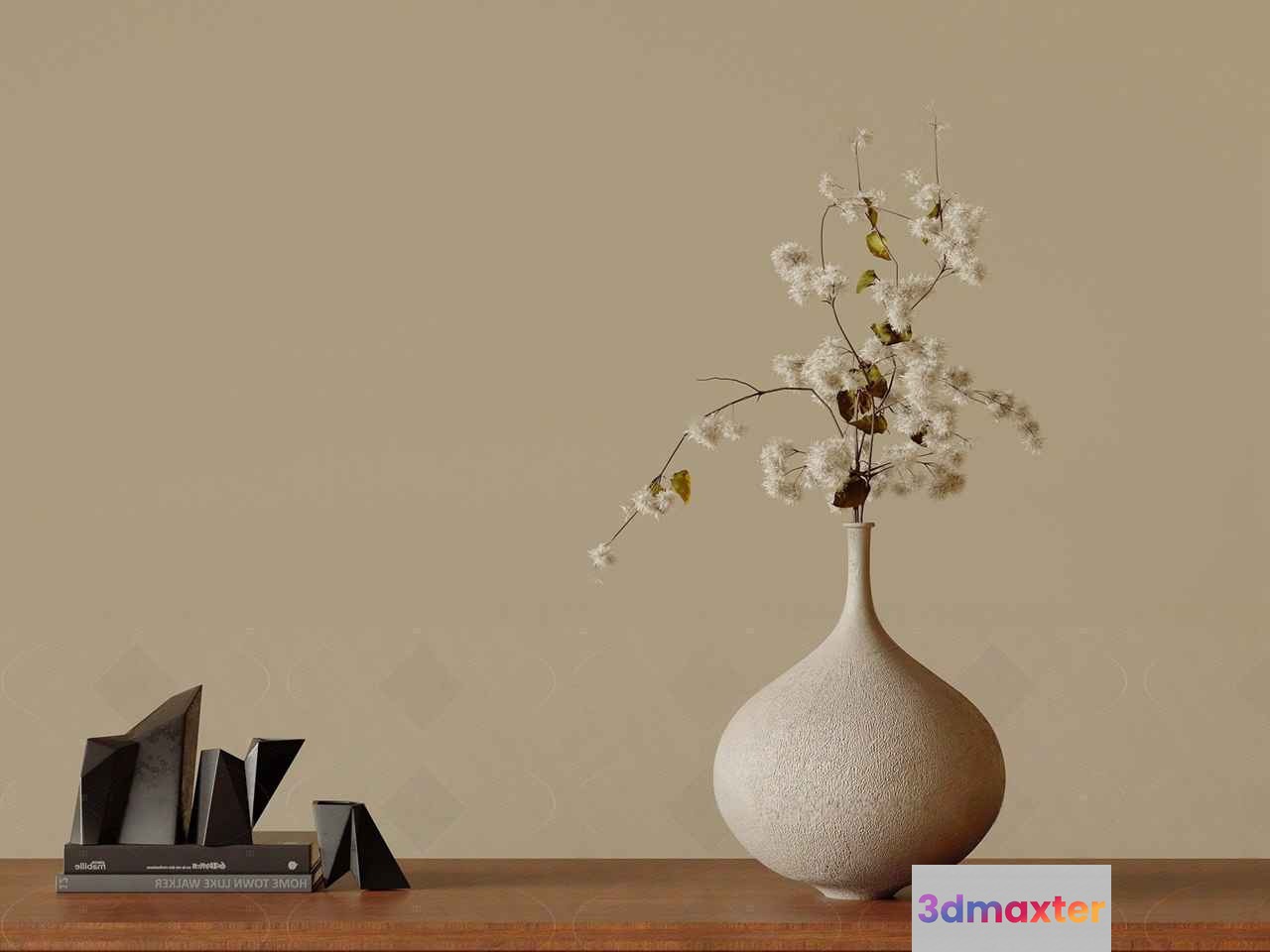 White Vase With Flowers 3D Model - 3864 - VRAY Render