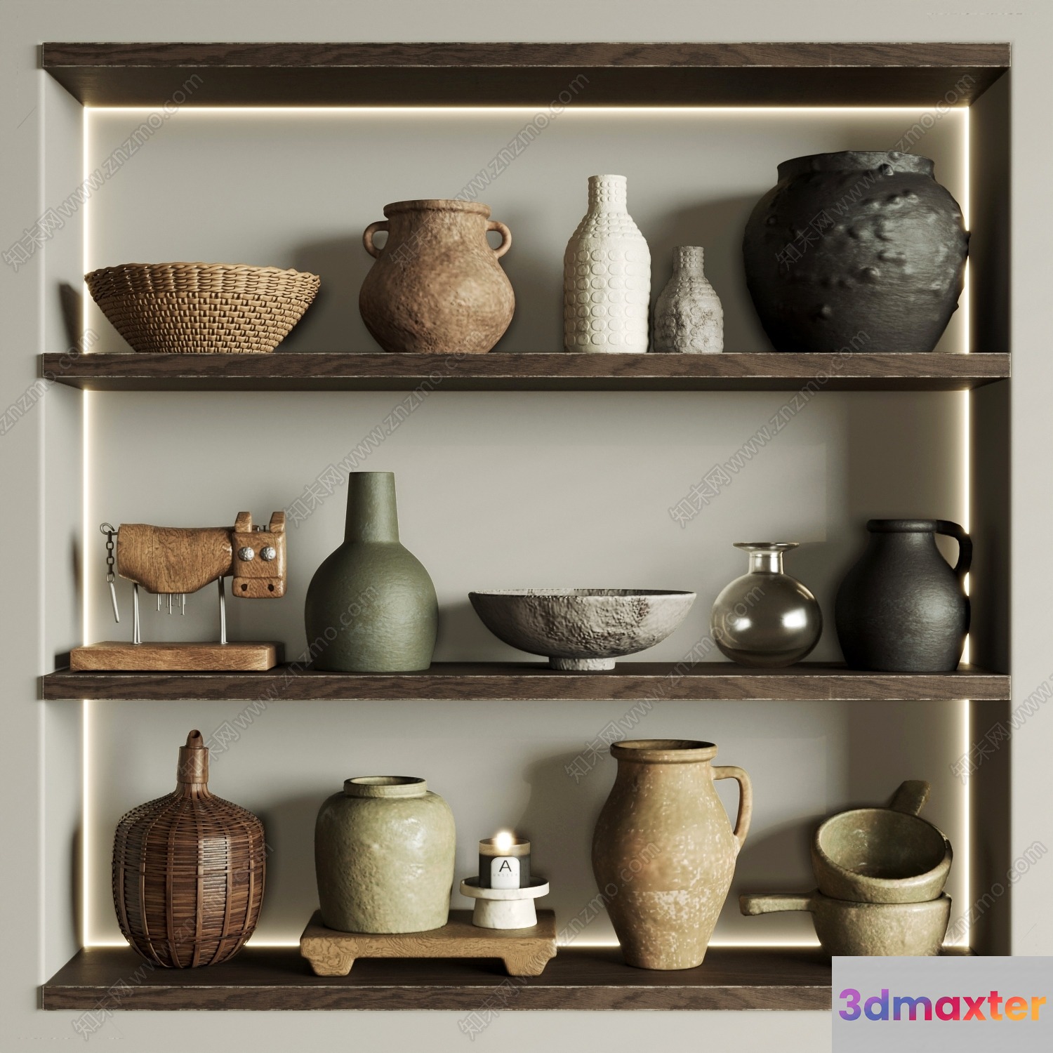 A Collection Of Vases And Pottery 3D Model - 18444 - VRAY Render