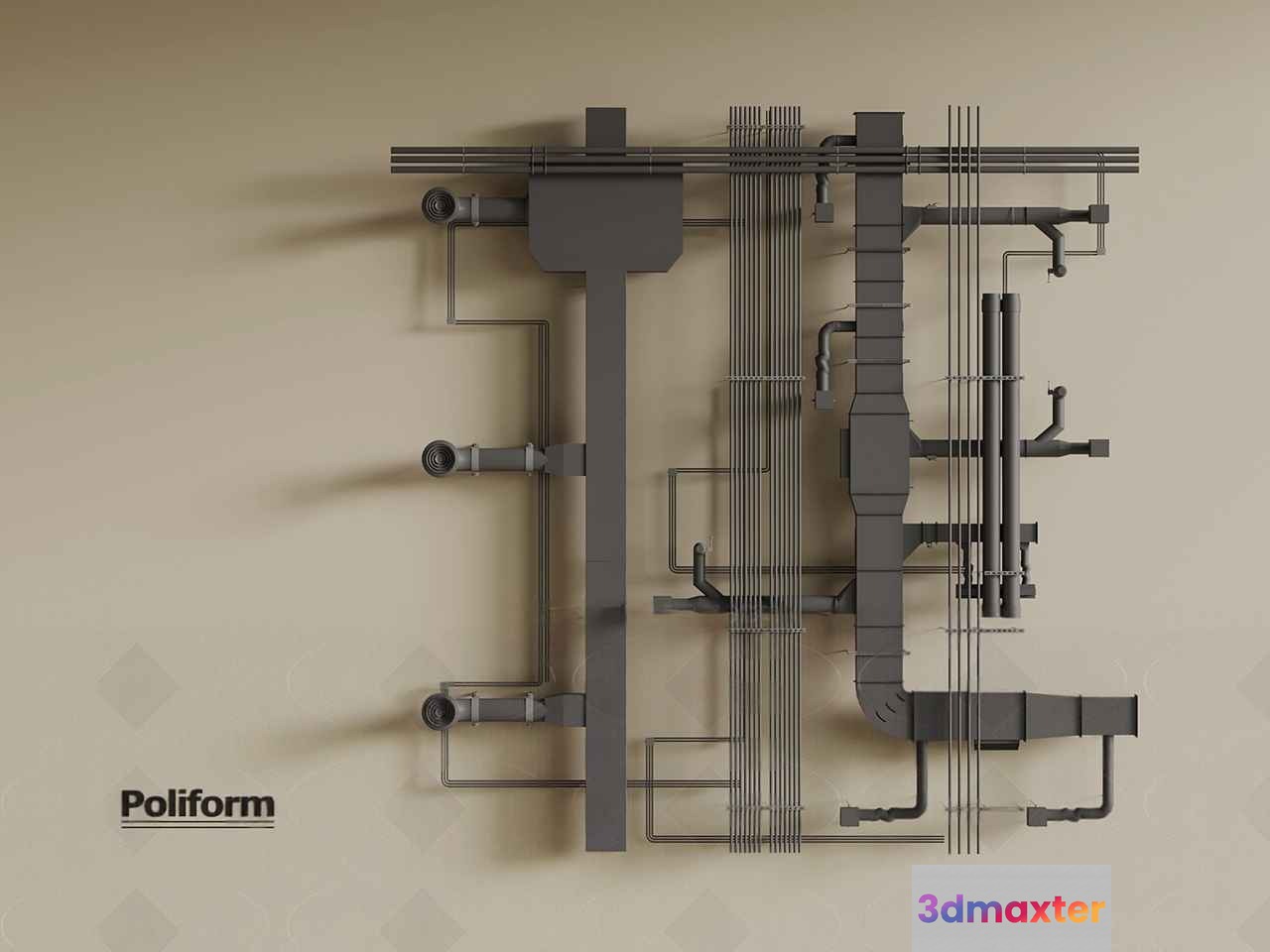 A Technical Drawing Of A Poliform Product Likely A Piece Of Furniture 3D Model - 22759 - VRAY Render