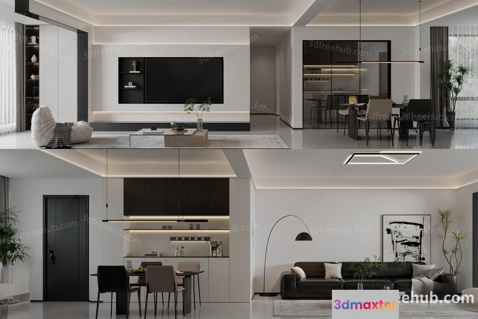 Modern Living Room 3D Model - 1722 - CORONA Render
