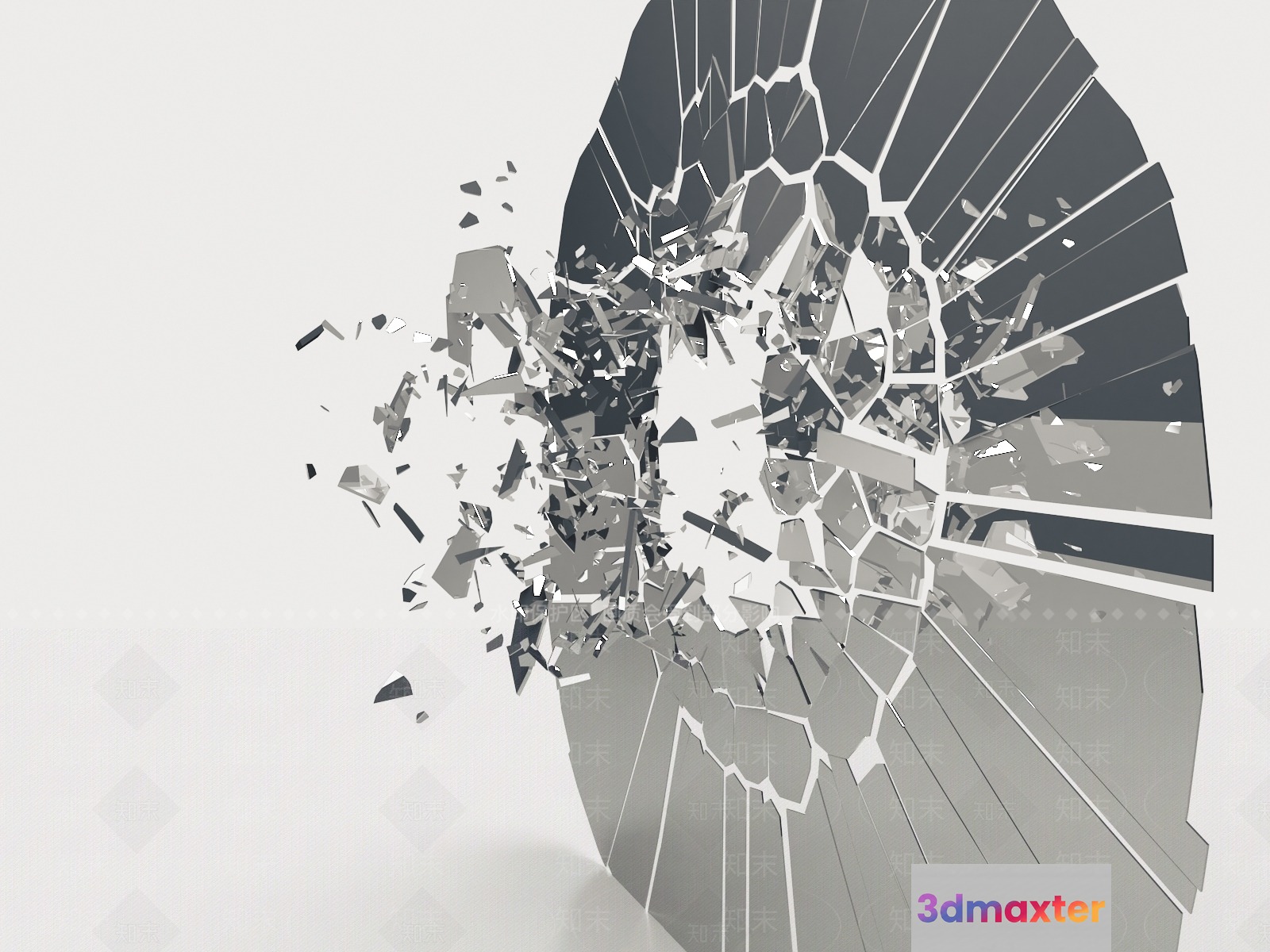 A Shattered Glass Object 3D Model - 23201 - VRAY Render