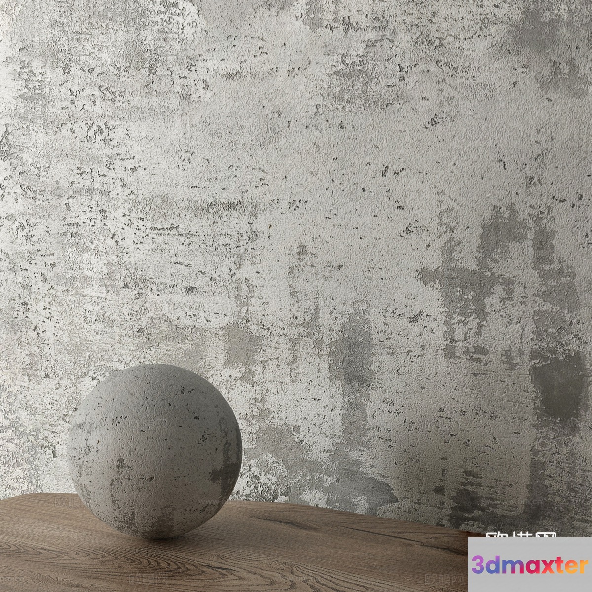 The Main Subject Is A Gray Ball On A Wooden Surface 3D Model - 8234 - CORONA Render