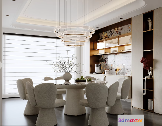 Modern Dining Room 3D Model - 11980 - VRAY Render