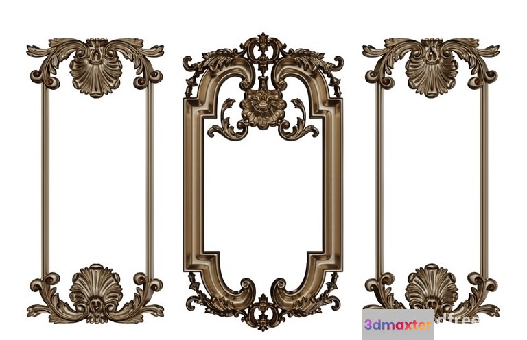 Gold Ornate Frames 3D Model - 21171 - VRAY Render