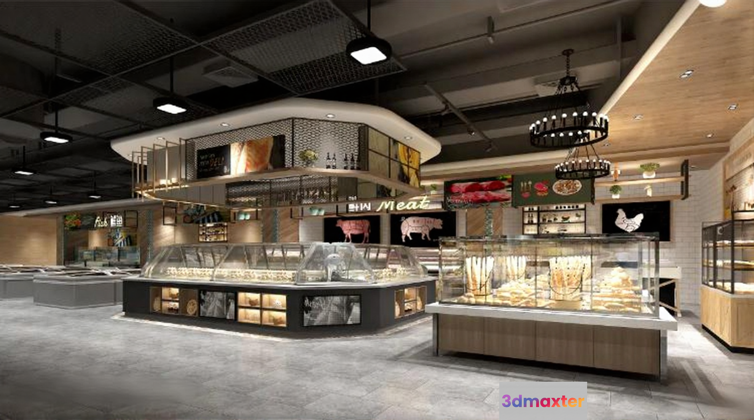 Modern Food Market 3D Model - 3071 - VRAY Render