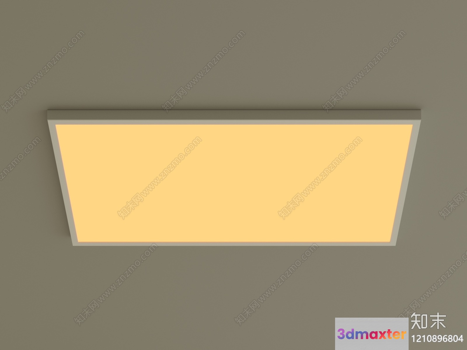 A Rectangular Light Fixture With A Yellow Glow 3D Model - 18415 - VRAY Render