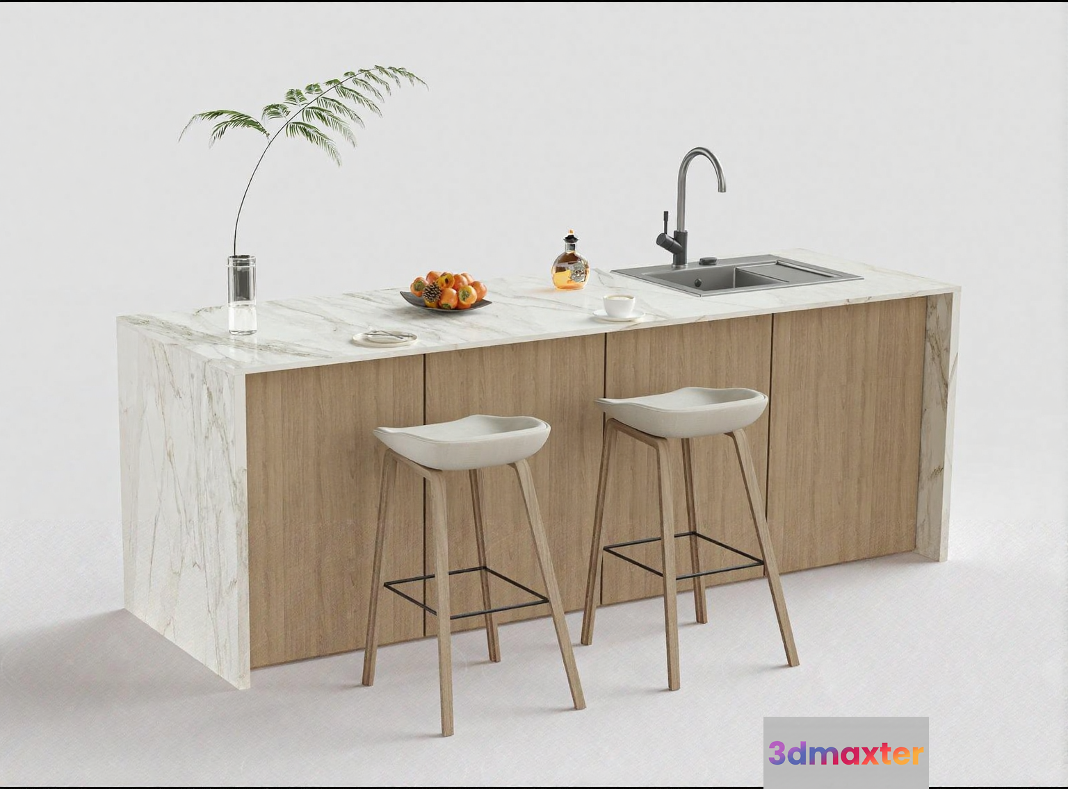 Modern Kitchen Island 3D Model - 14561 - VRAY Render