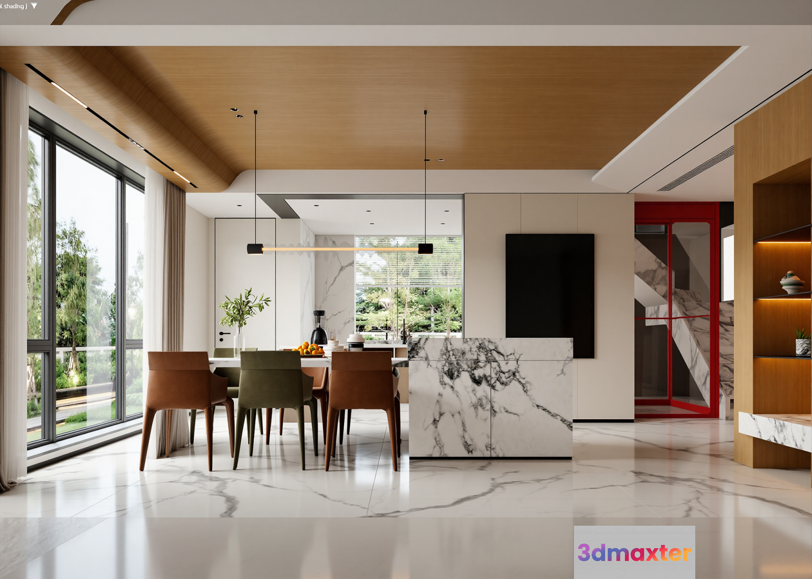 Modern Dining Room 3D Model - 9552 - VRAY Render
