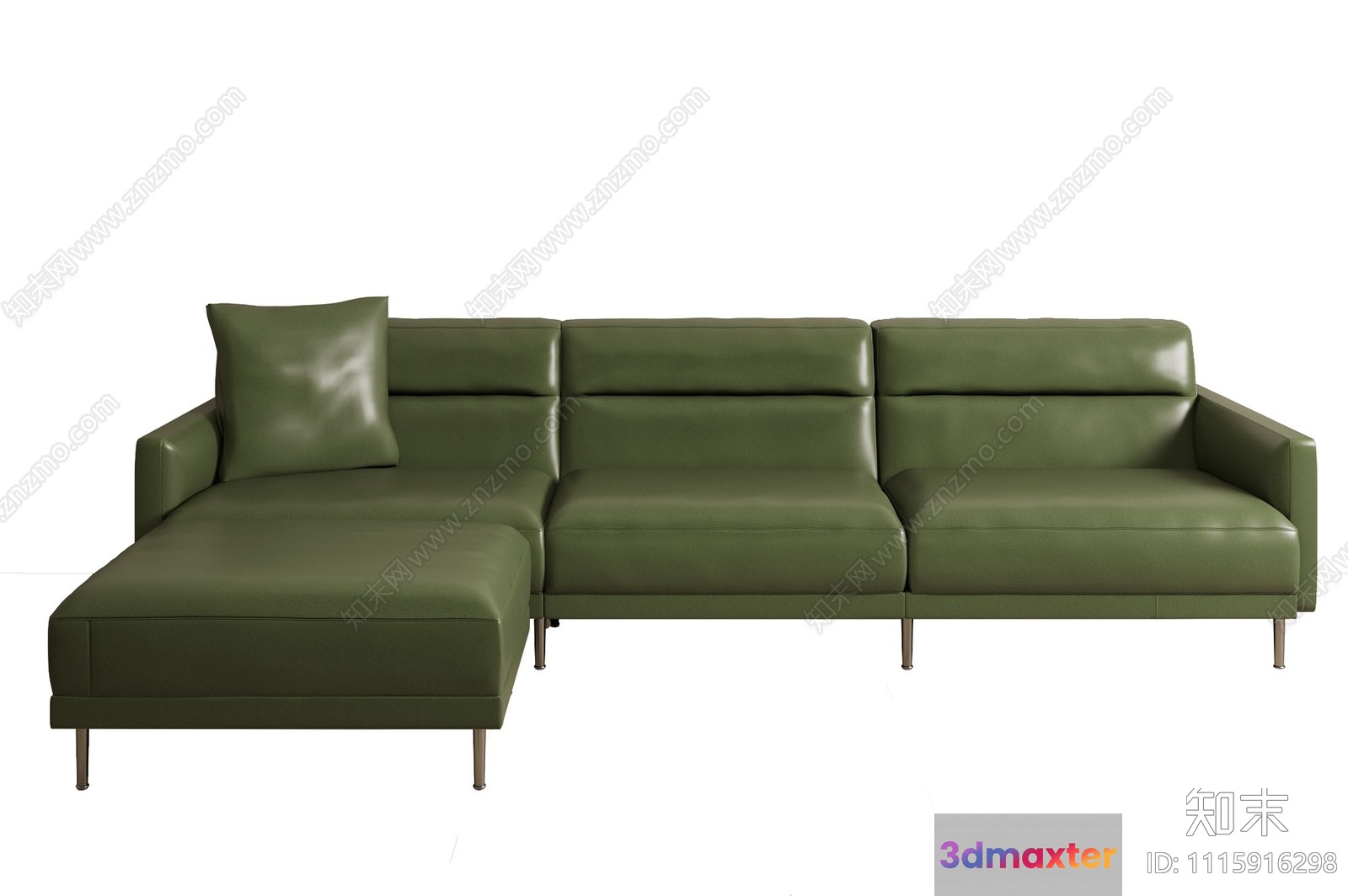 A Green Leather Sofa 3D Model - 16936 - VRAY Render