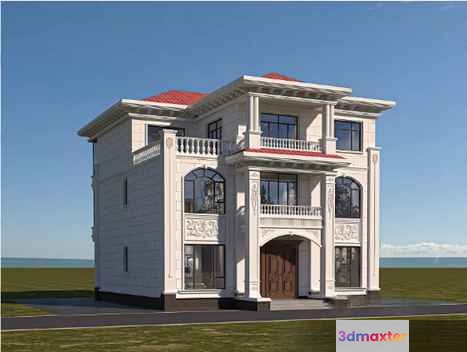 A Large White House 3D Model - 13456 - VRAY Render