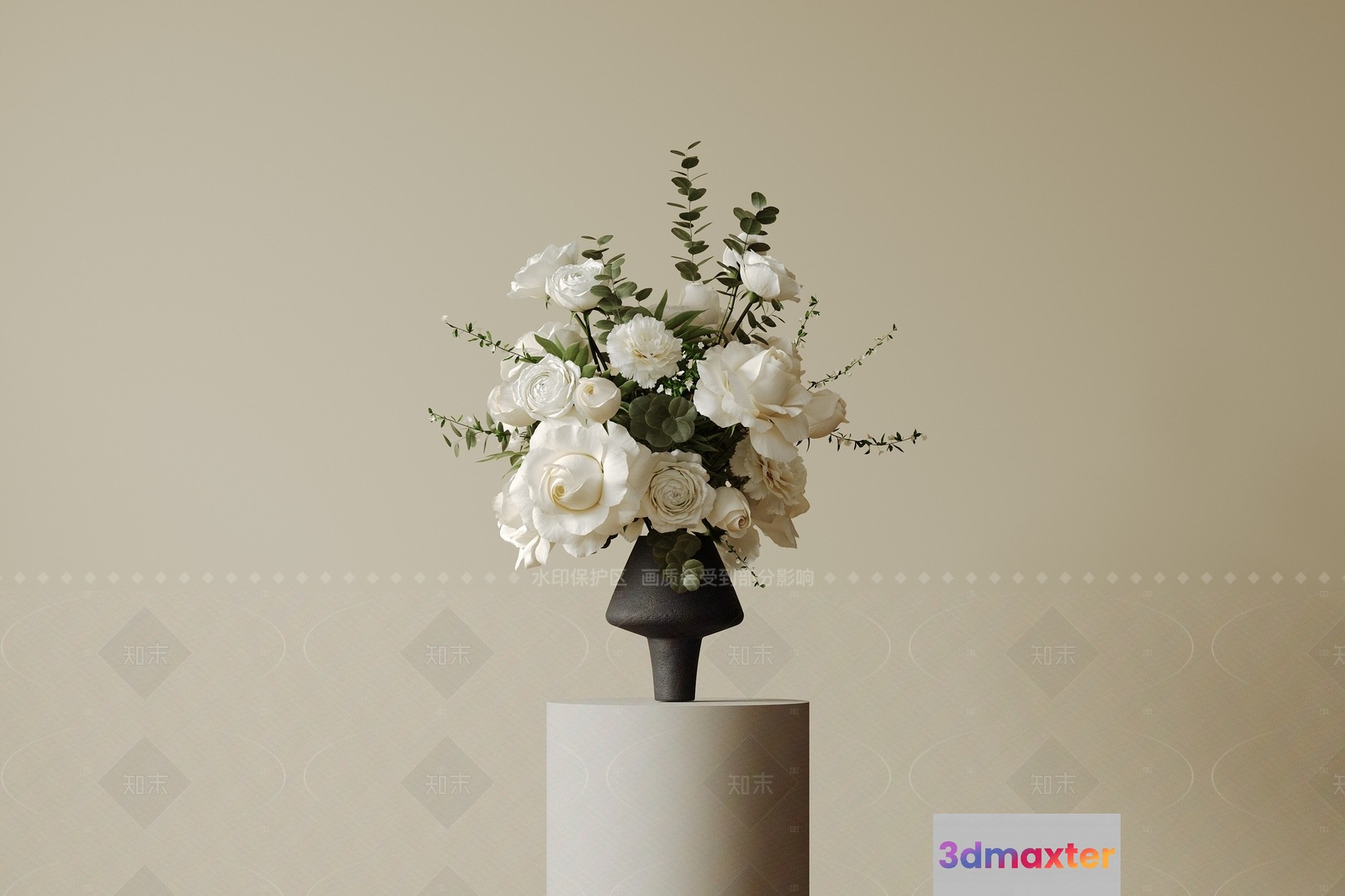 A Bouquet Of White Flowers 3D Model - 894 - VRAY Render