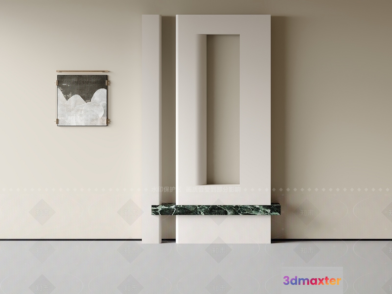 A Minimalist White And Green Marble Door 3D Model - 21754 - VRAY Render
