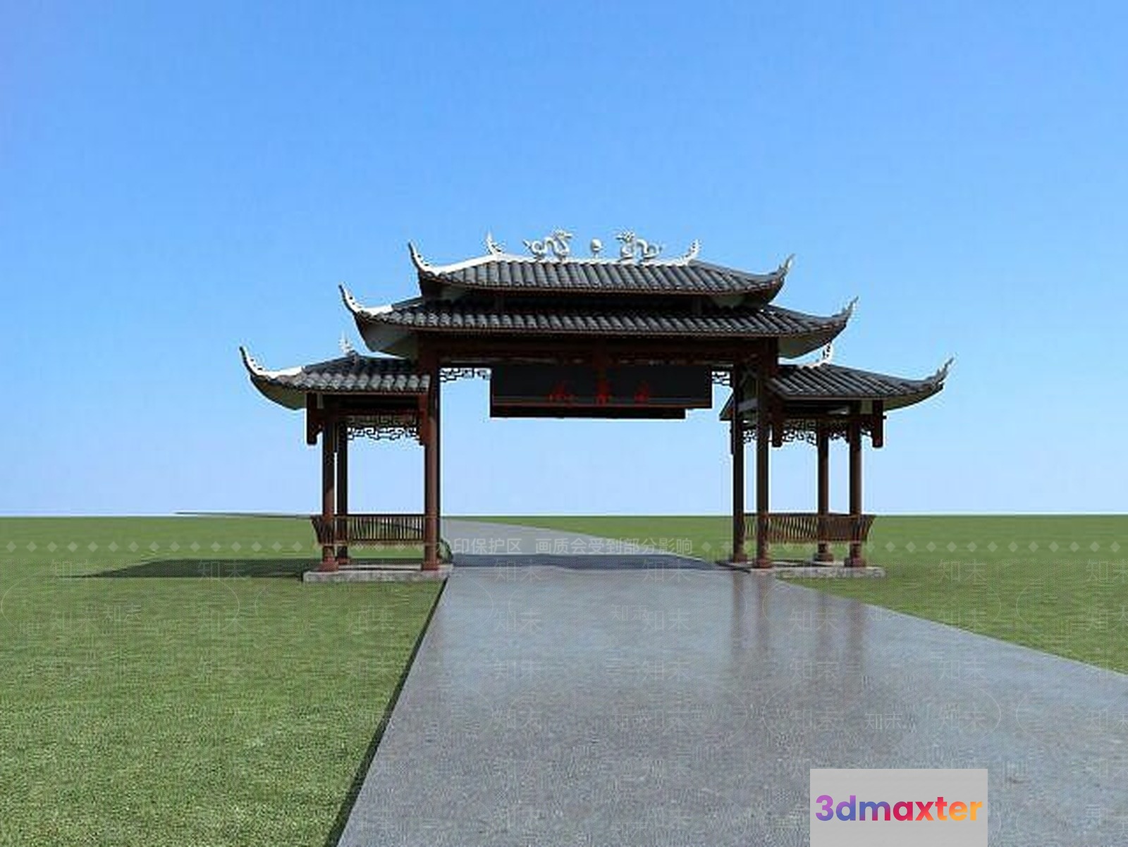 Asian Style Pavilion 3D Model - 15217 - VRAY Render