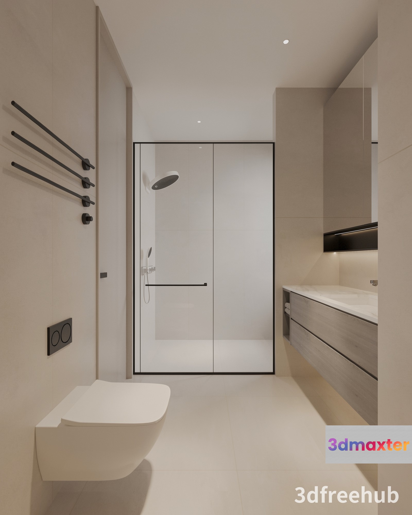 Modern Bathroom Design 3D Model - 22207 - VRAY Render