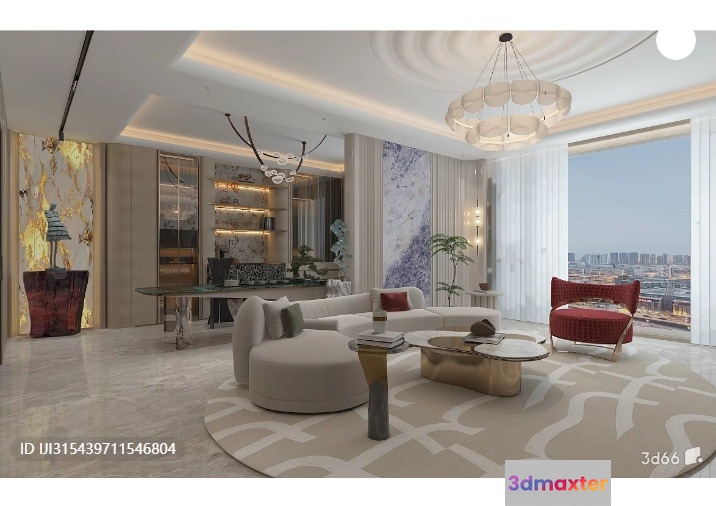 Modern Living Room 3D Model - 17387 - VRAY Render