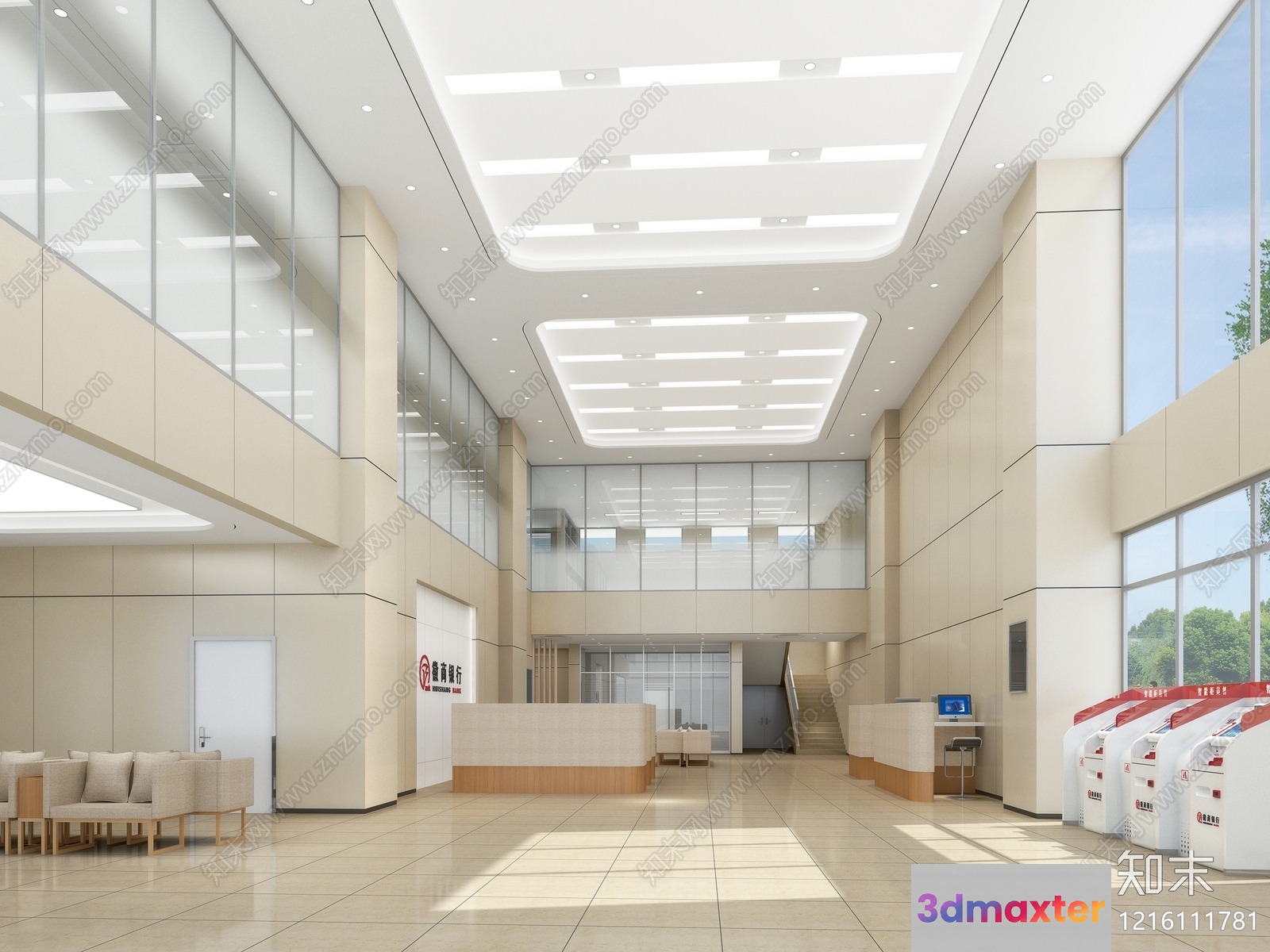 Modern Office Lobby 3D Model - 14500 - VRAY Render