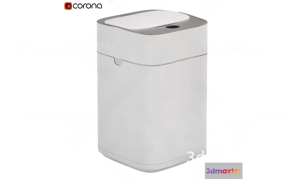 A White Trash Can 3D Model - 18867 - VRAY Render