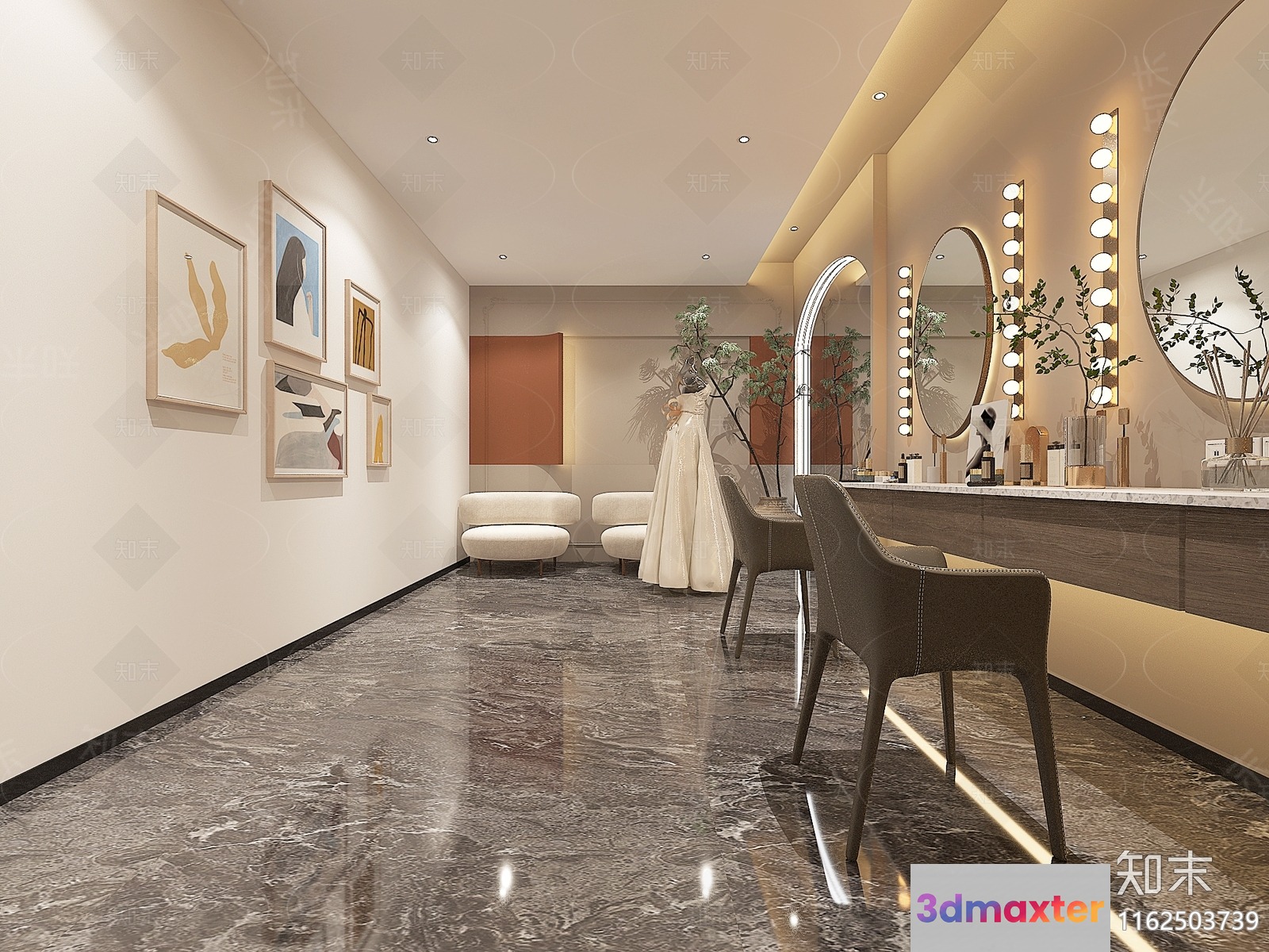 A Modern Makeup Room 3D Model - 12456 - VRAY Render