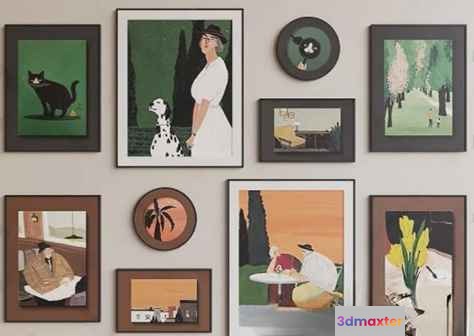 Art Gallery Wall 3D Model - 9146 - VRAY Render