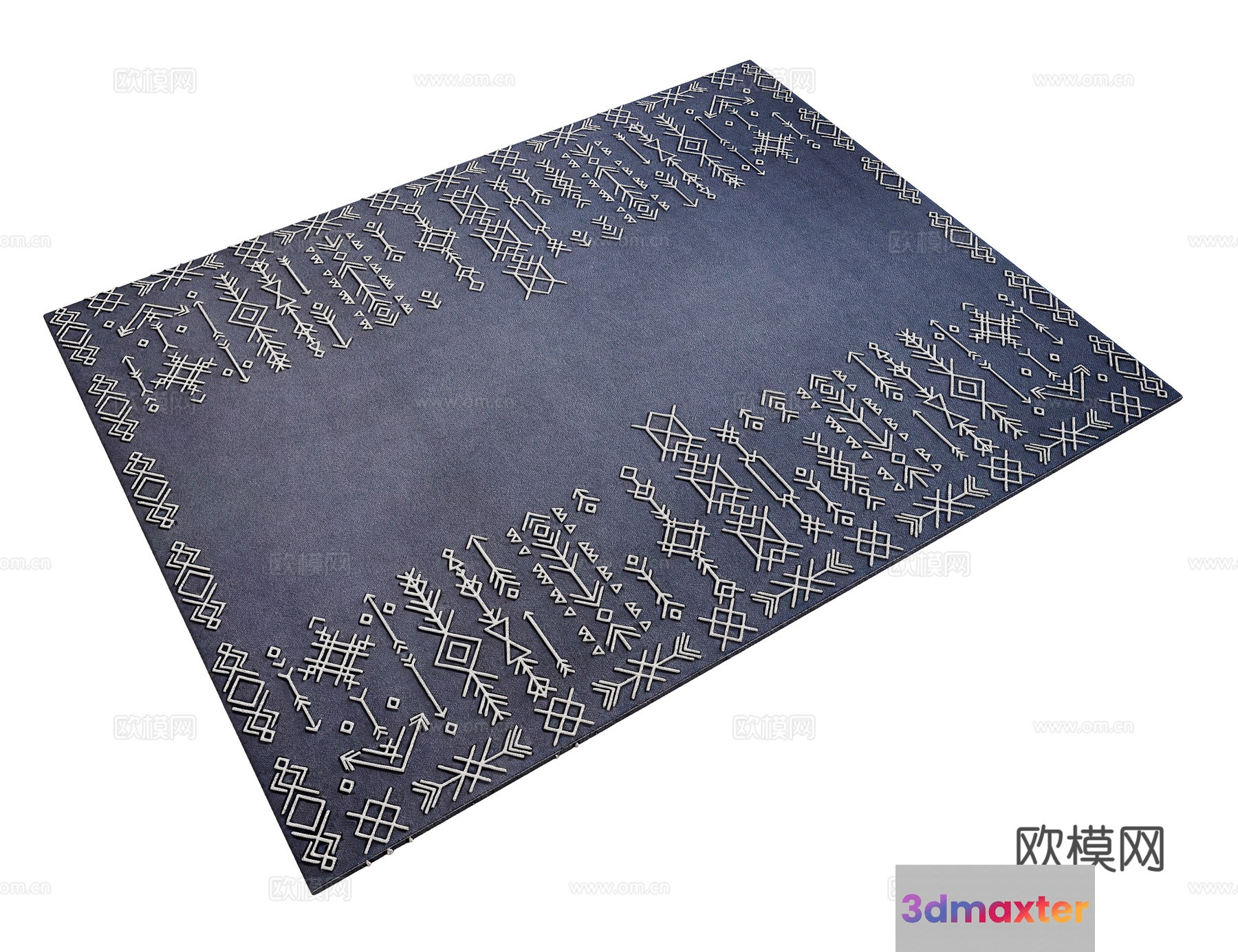 Grey Rug With White Designs 3D Model - 23136 - VRAY Render