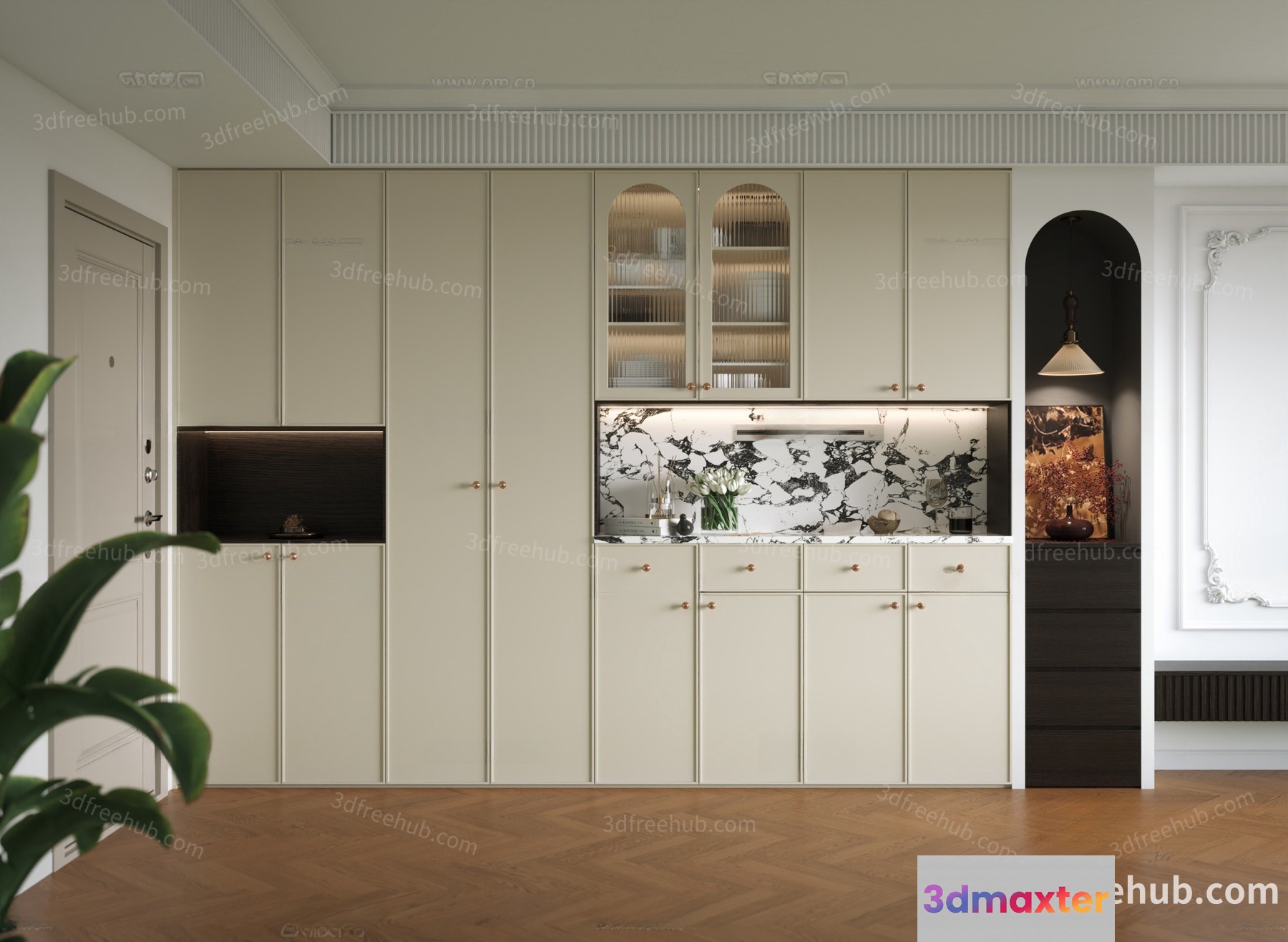 Modern Kitchen With White Cabinets 3D Model - 22705 - VRAY Render