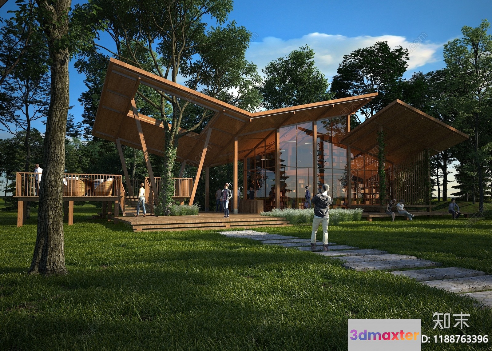 Modern Outdoor House 3D Model - 8535 - VRAY Render