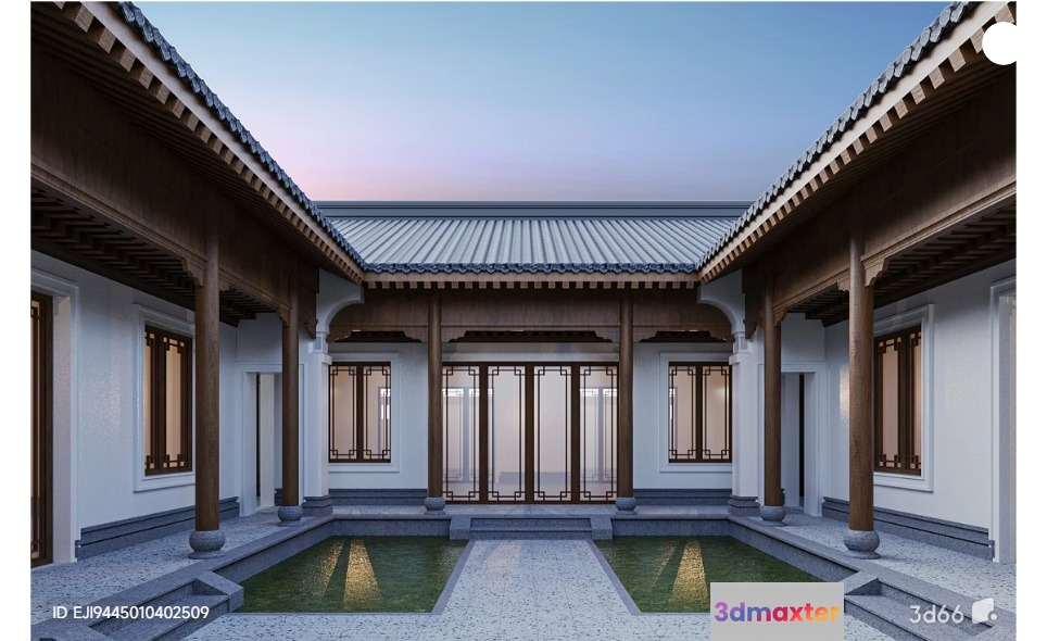 Traditional Chinese Courtyard 3D Model - 16120 - VRAY Render