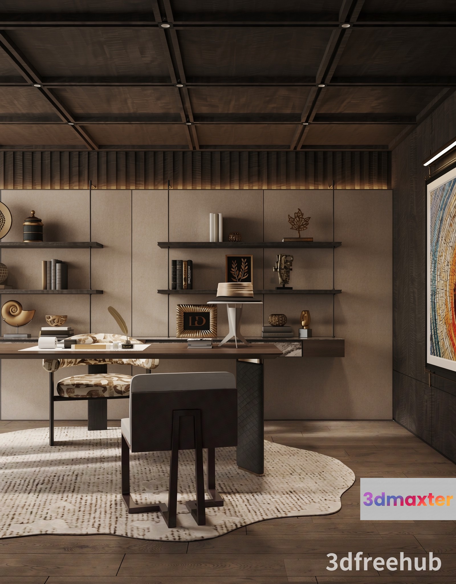 Modern Home Office 3D Model - 22566 - VRAY Render