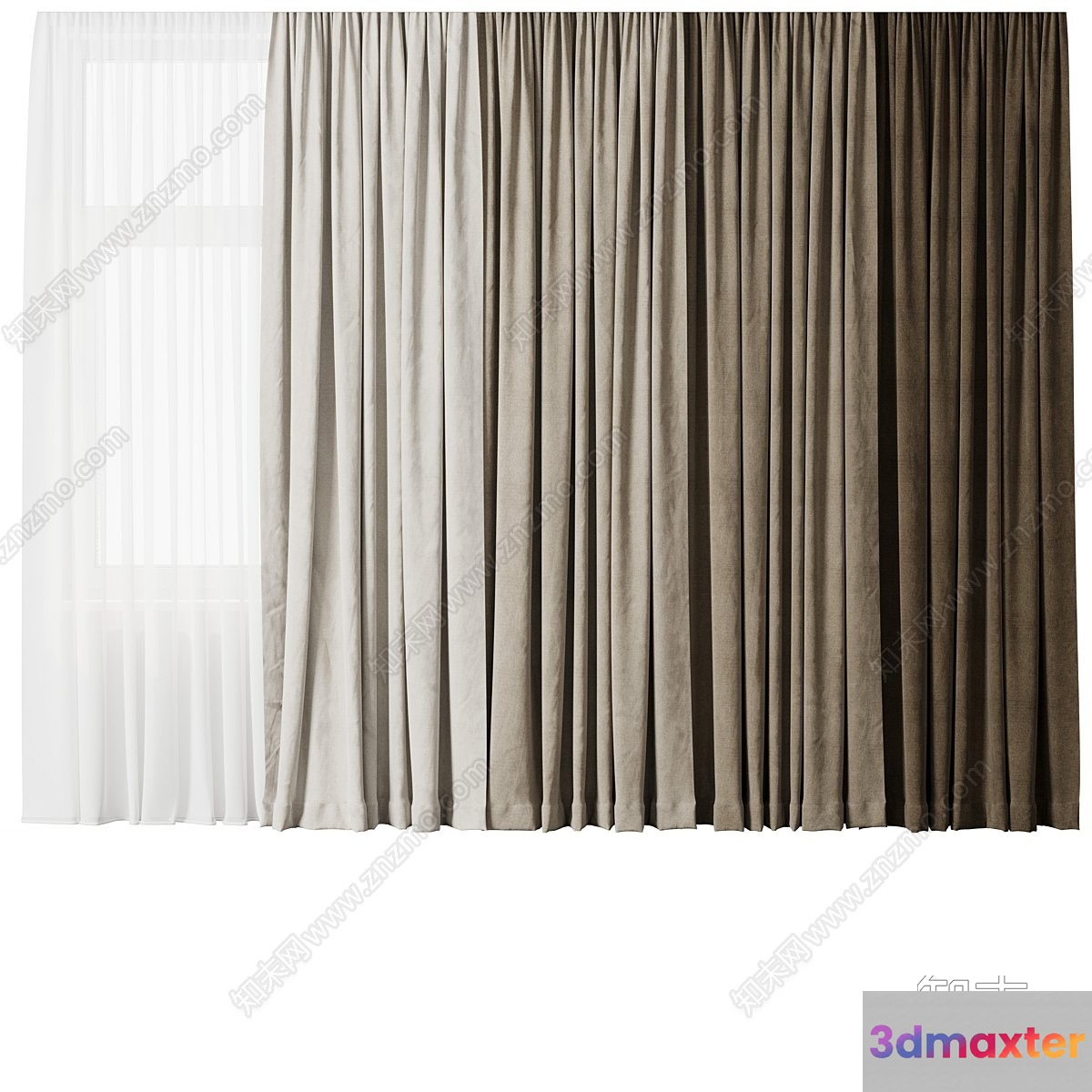 Beige Curtain 3D Model - 11617 - VRAY Render
