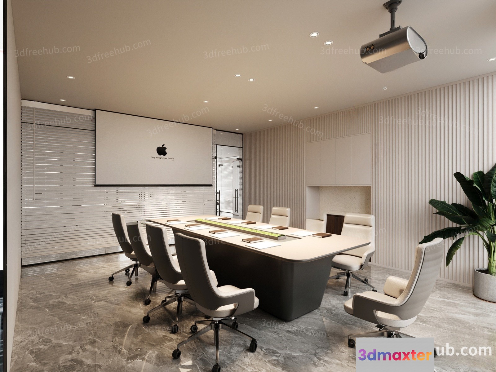 A Conference Room With A Large Table And Chairs 3D Model - 23552 - VRAY Render