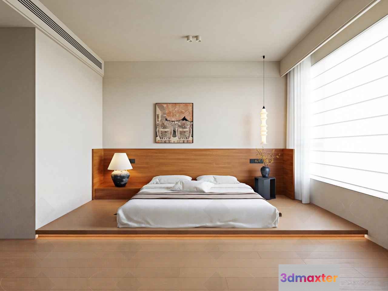 Modern Minimalist Bedroom 3D Model - 1387 - CORONA Render