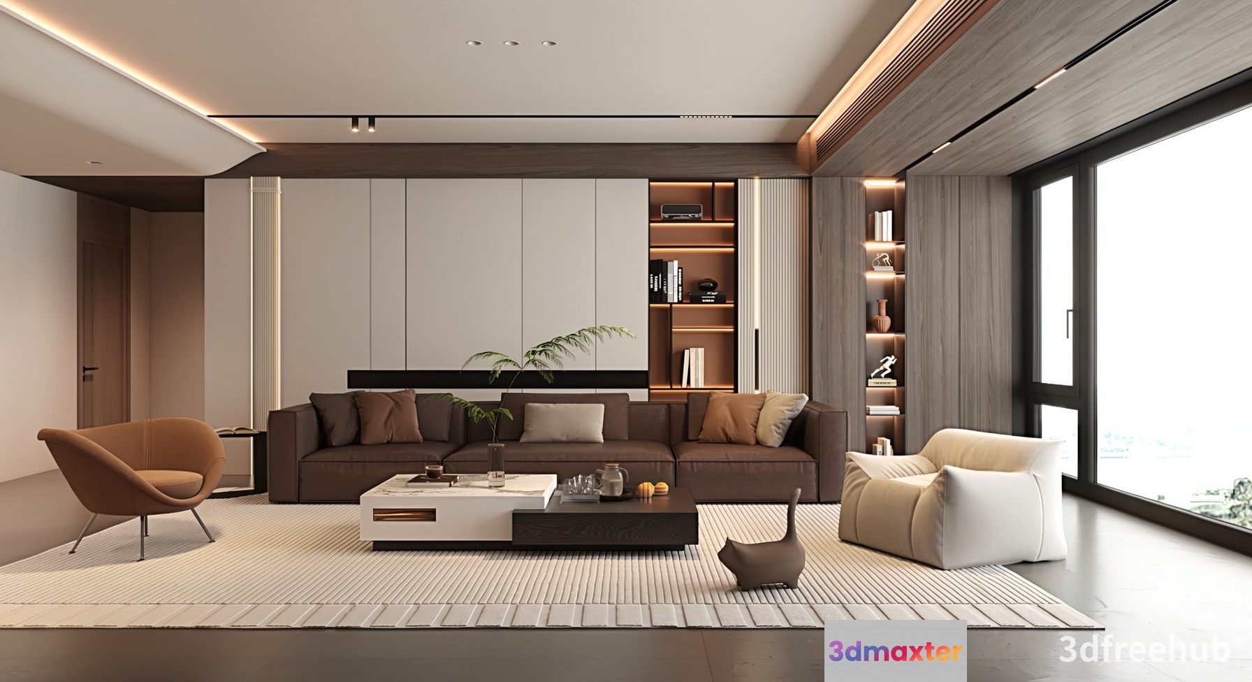 Modern Living Room 3D Model - 21850 - VRAY Render