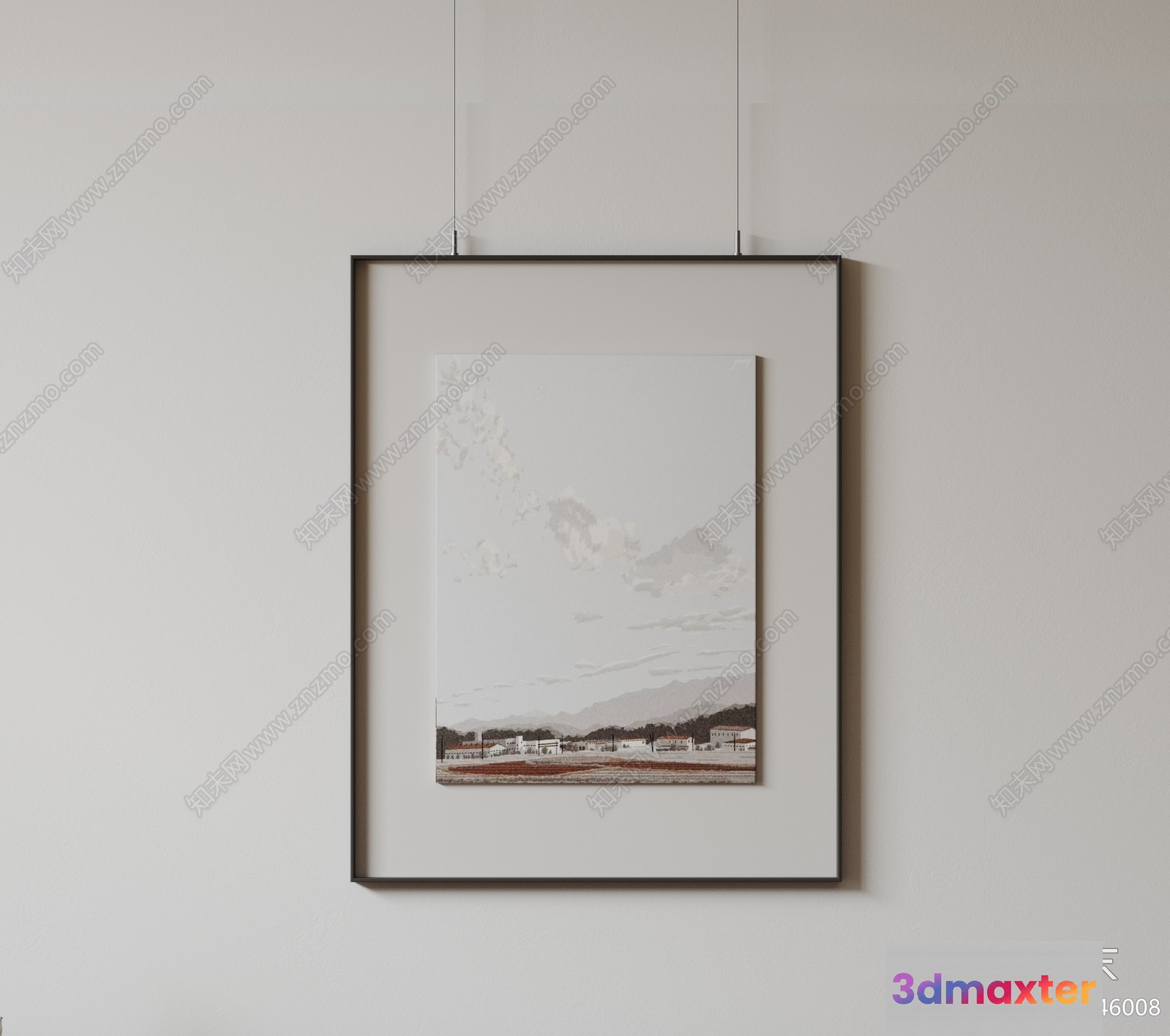 A Framed Painting Of A Landscape 3D Model - 9535 - VRAY Render