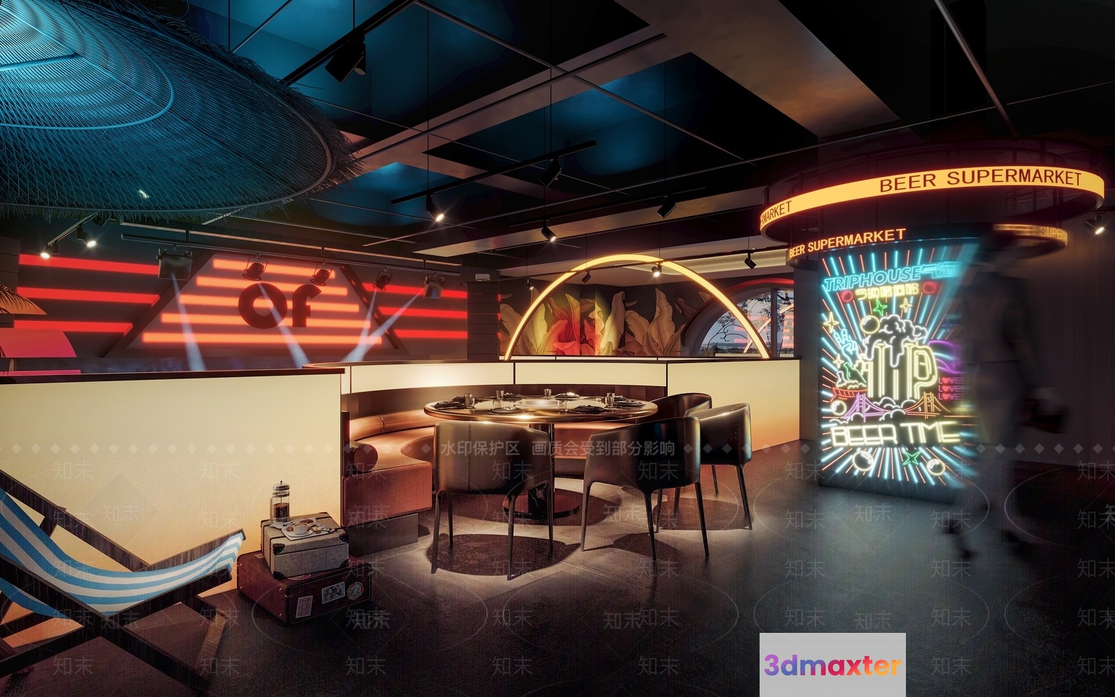 The Main Subject Is A Restaurant With A Modern And Unique Decor Featuring A 3D Model - 11531 - VRAY Render