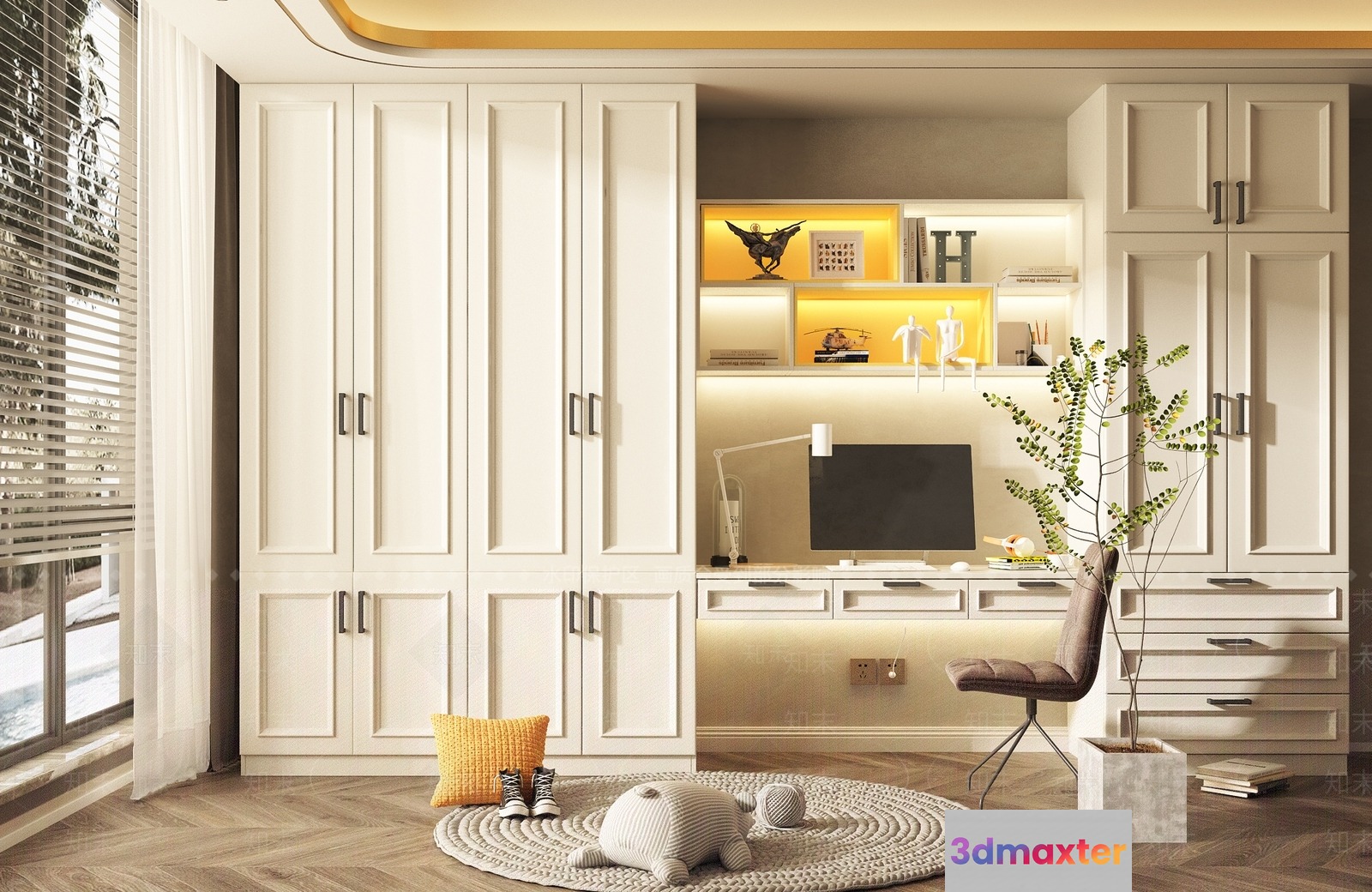 Modern Home Office 3D Model - 15459 - VRAY Render