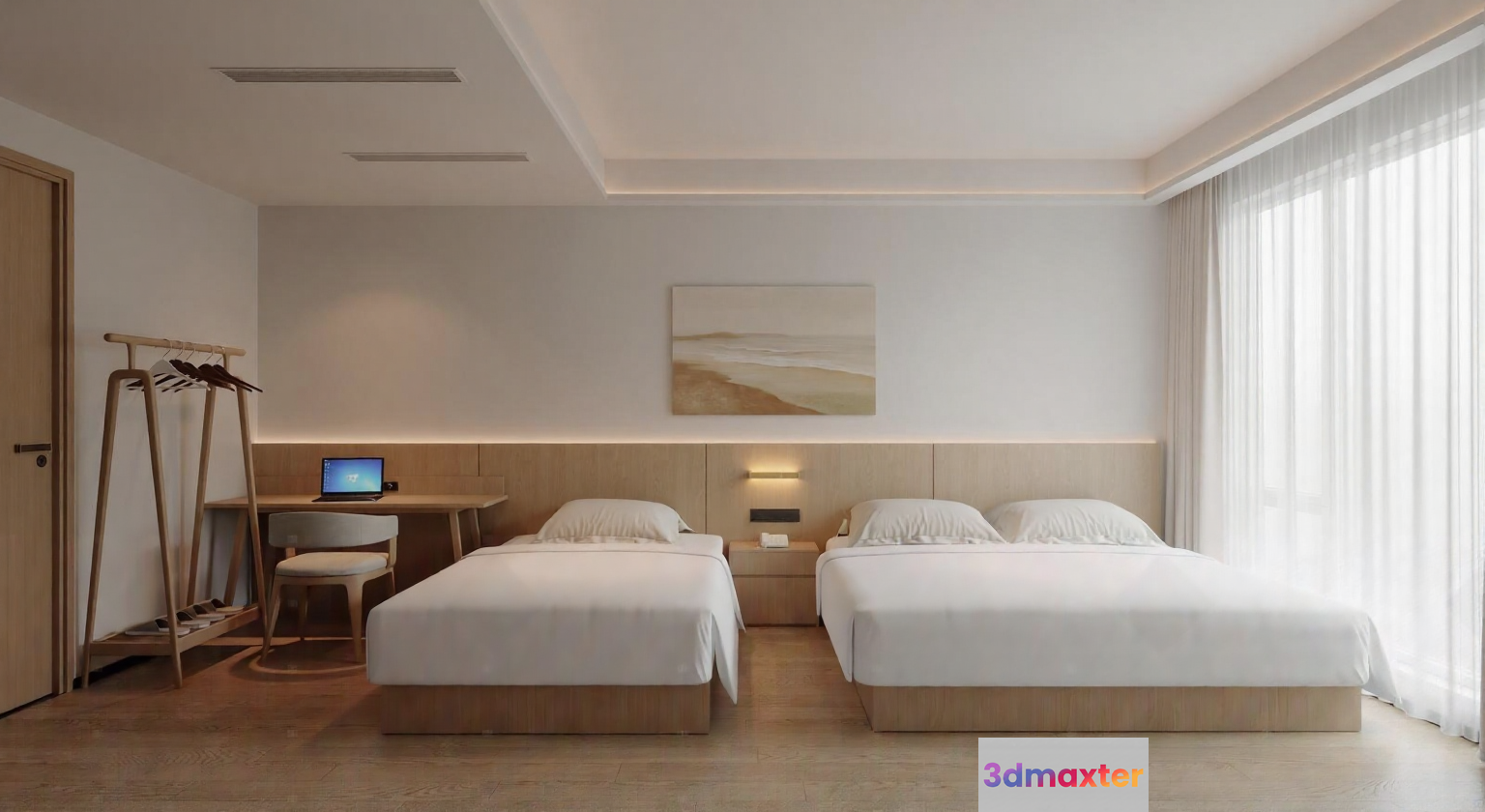 Modern Hotel Room 3D Model - 1091 - VRAY Render