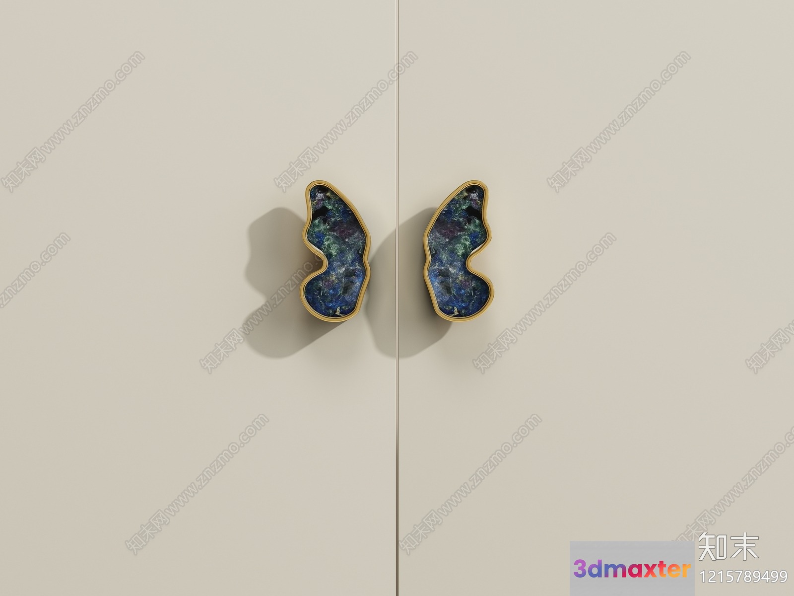 Modern Gold And Blue Cabinet Handles 3D Model - 11956 - VRAY Render